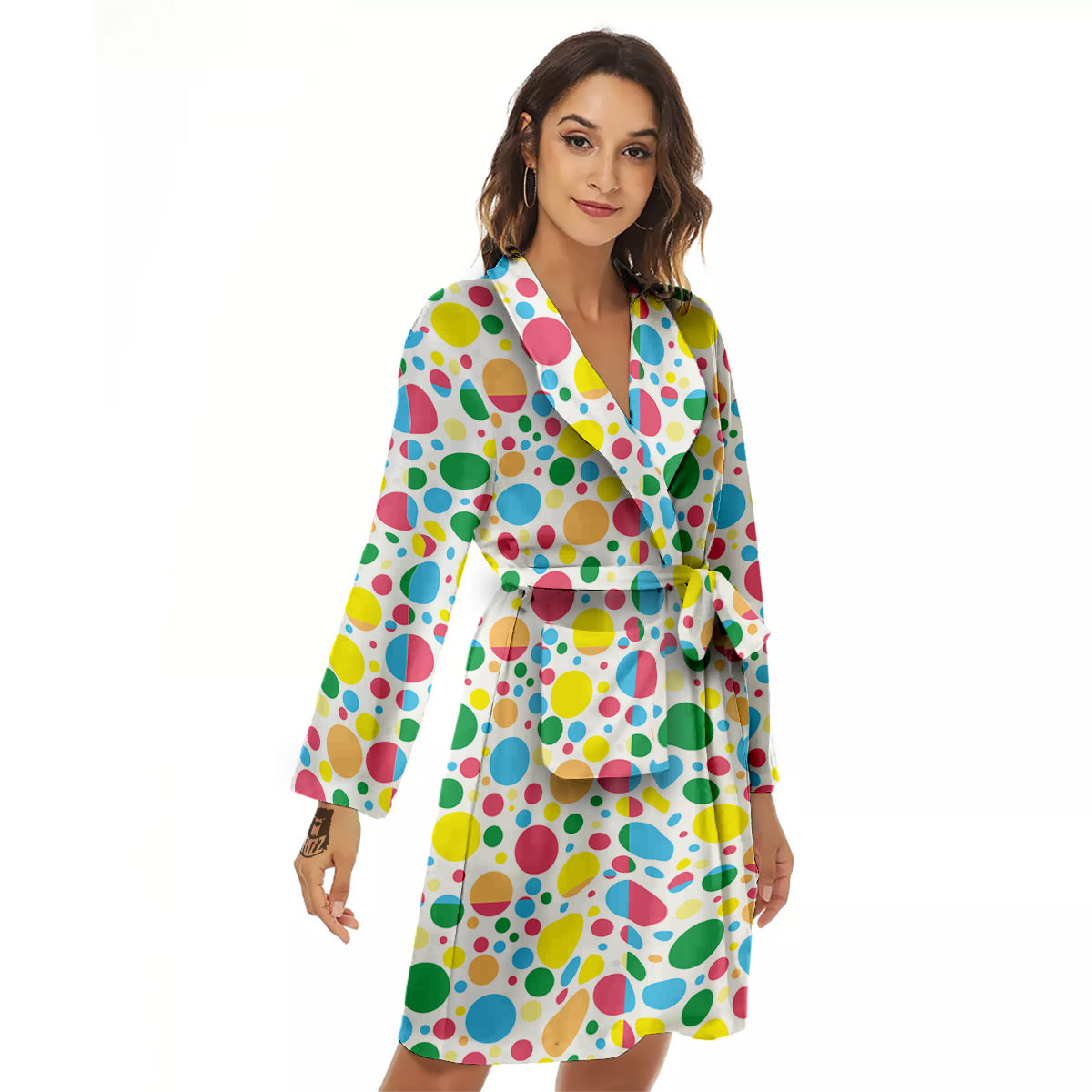Polka Dot Colorful Print Pattern Women's Robe-grizzshop