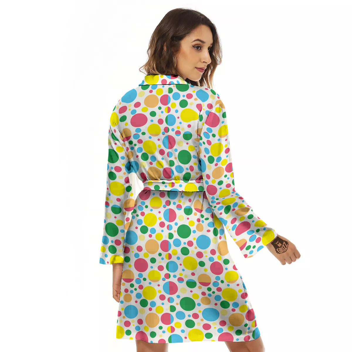 Polka Dot Colorful Print Pattern Women's Robe-grizzshop