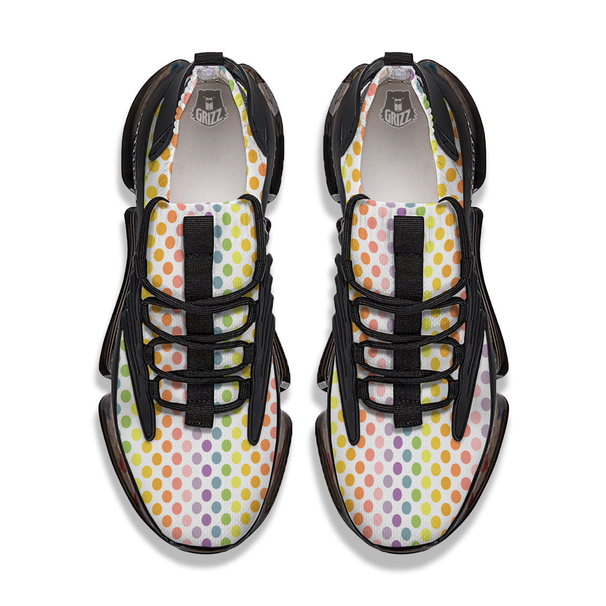 Polka Dot Colors Rainbow Print Pattern Black Gym Shoes-grizzshop