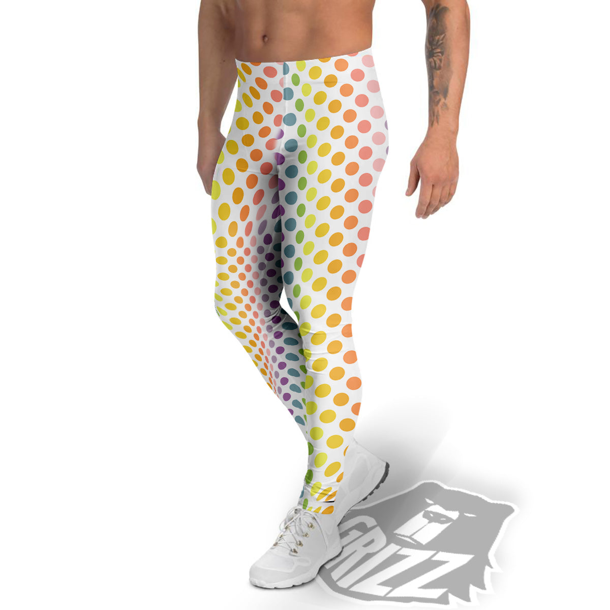Polka Dot Colors Rainbow Print Pattern Men's Leggings-grizzshop