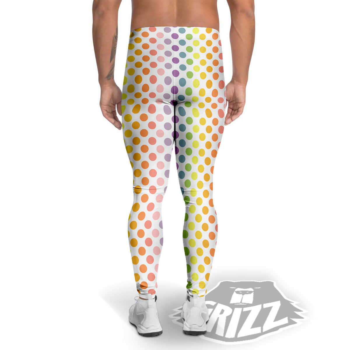 Polka Dot Colors Rainbow Print Pattern Men's Leggings-grizzshop