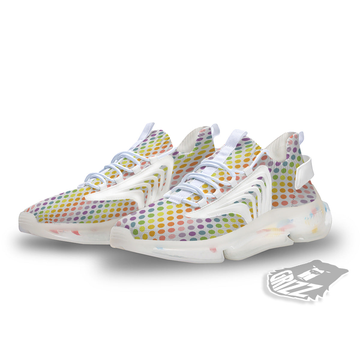 Polka Dot Colors Rainbow Print Pattern White Gym Shoes-grizzshop