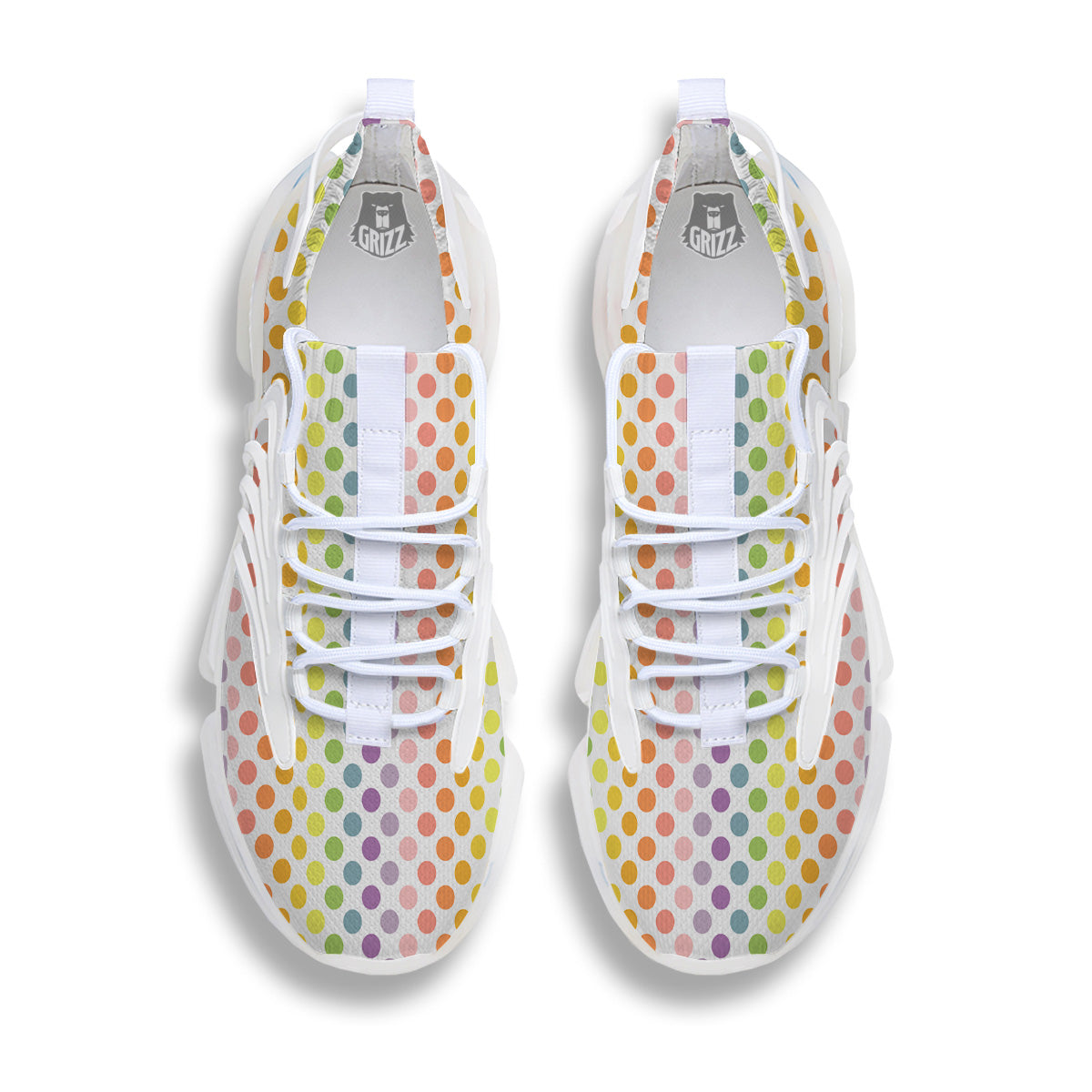 Polka Dot Colors Rainbow Print Pattern White Gym Shoes-grizzshop