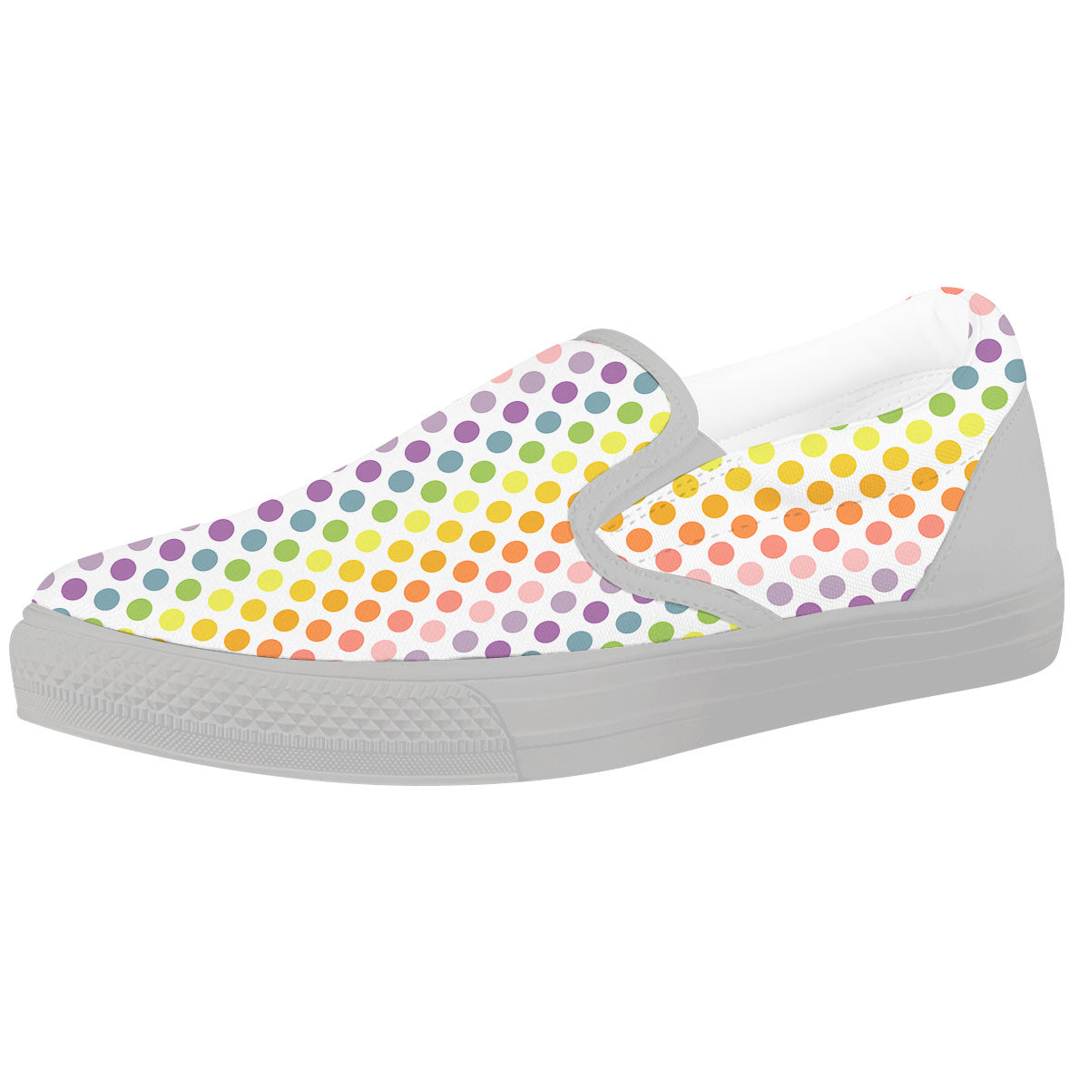 Polka Dot Colors Rainbow Print Pattern White Slip On Shoes-grizzshop