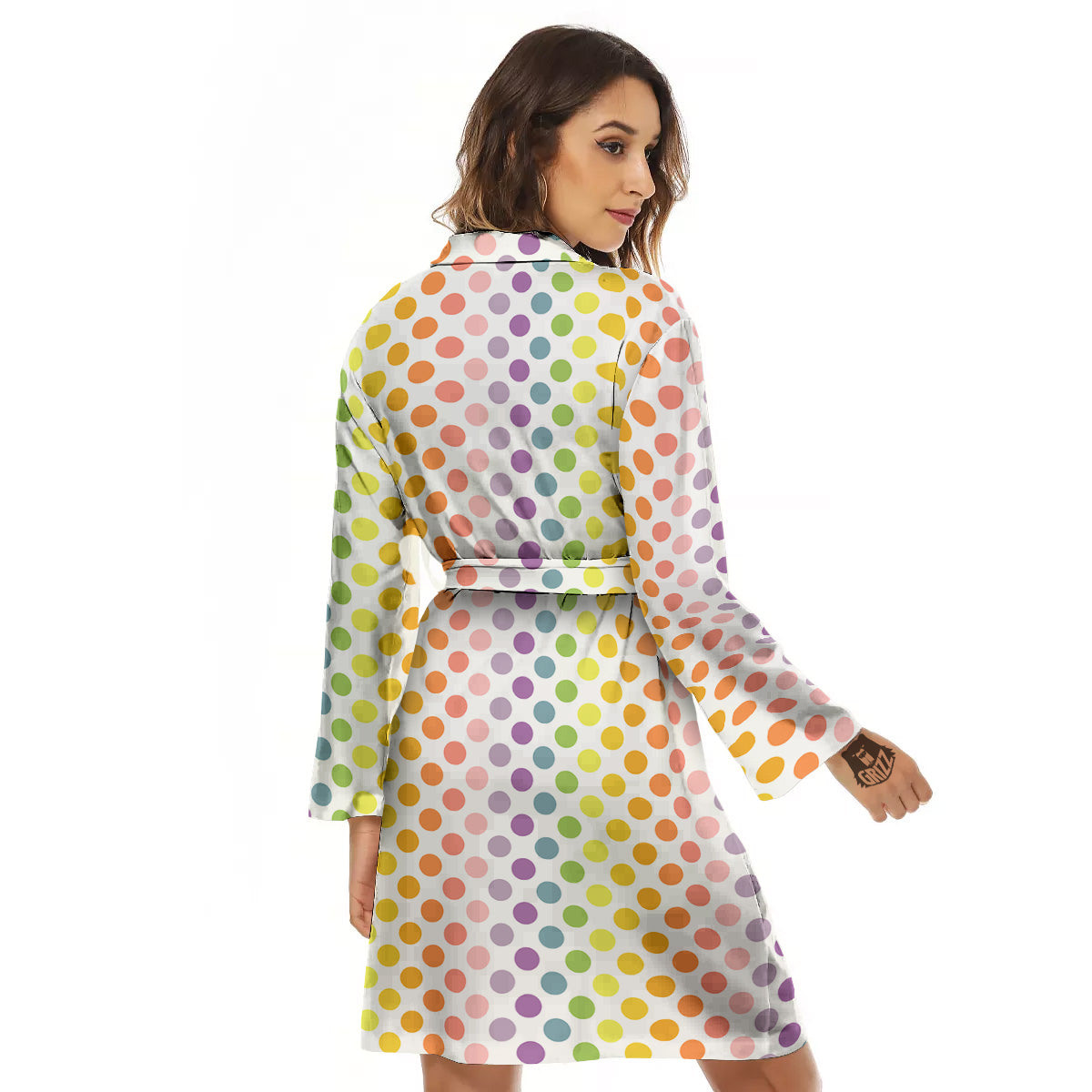 Polka Dot Colors Rainbow Print Pattern Women's Robe-grizzshop