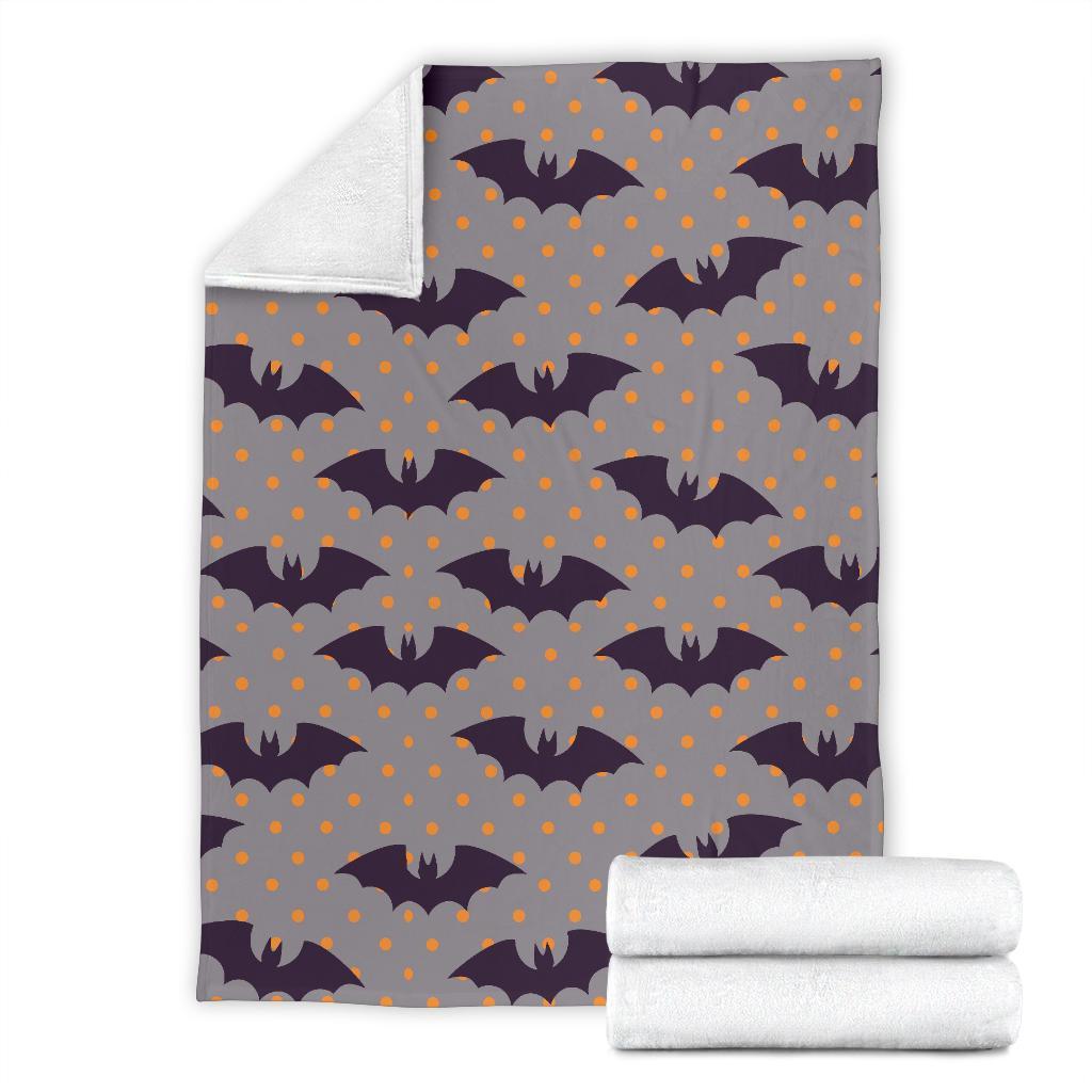 Polka Dot Halloween Bat Pattern Print Blanket-grizzshop