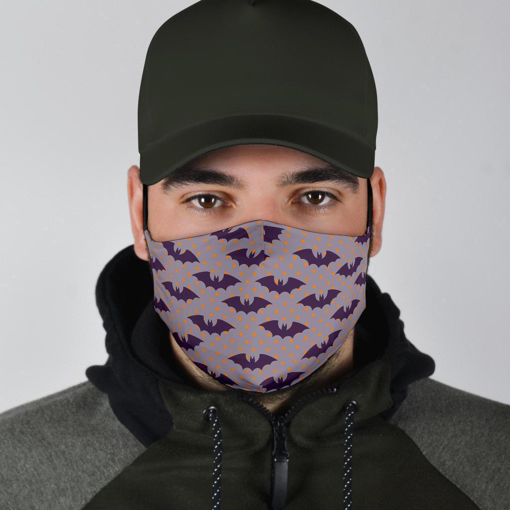 Polka Dot Halloween Bat Pattern Print Face Mask-grizzshop