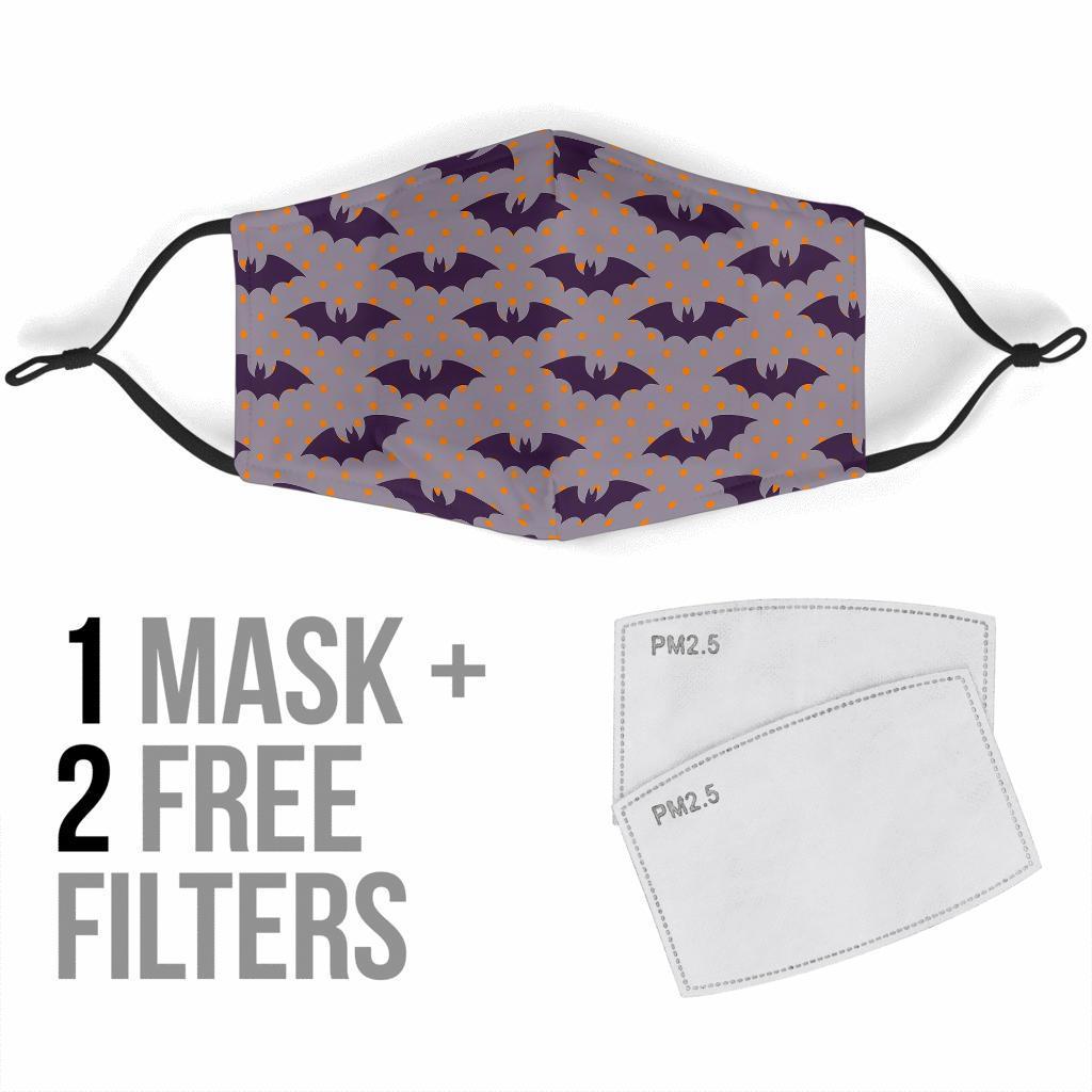 Polka Dot Halloween Bat Pattern Print Face Mask-grizzshop