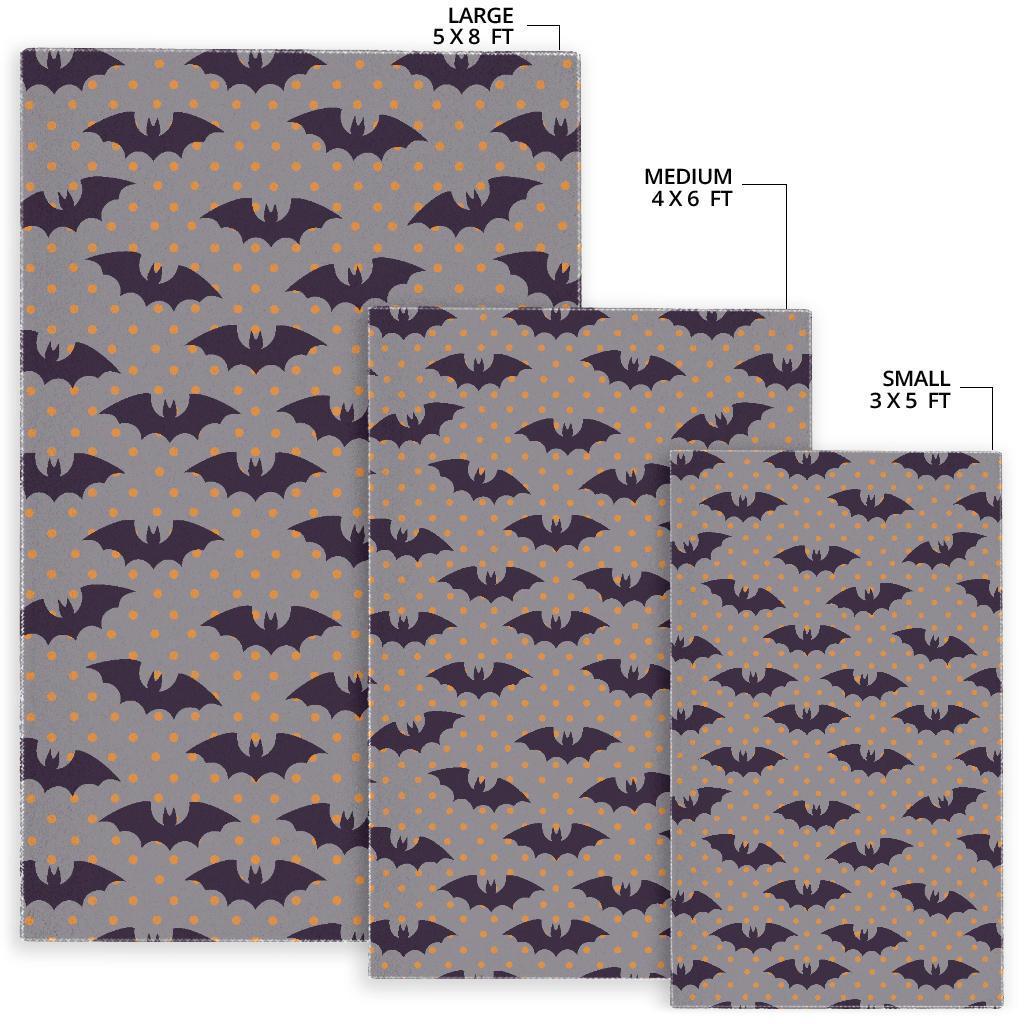 Polka Dot Halloween Bat Pattern Print Floor Mat-grizzshop