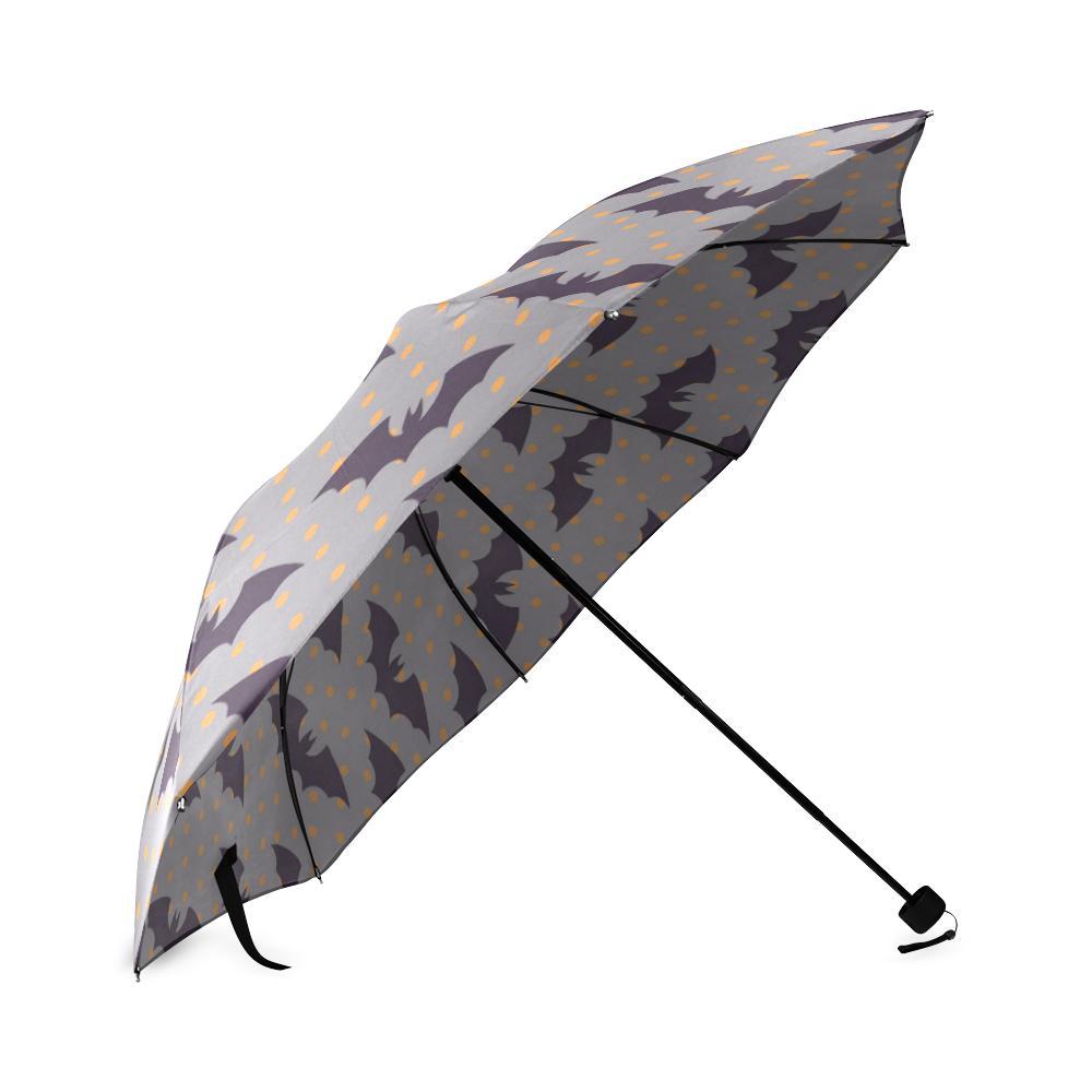 Polka Dot Halloween Bat Pattern Print Foldable Umbrella-grizzshop