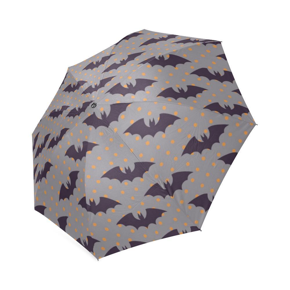 Polka Dot Halloween Bat Pattern Print Foldable Umbrella-grizzshop