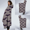 Polka Dot Halloween Bat Pattern Print Hooded Blanket-grizzshop