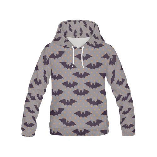 Polka Dot Halloween Bat Pattern Print Men Pullover Hoodie-grizzshop