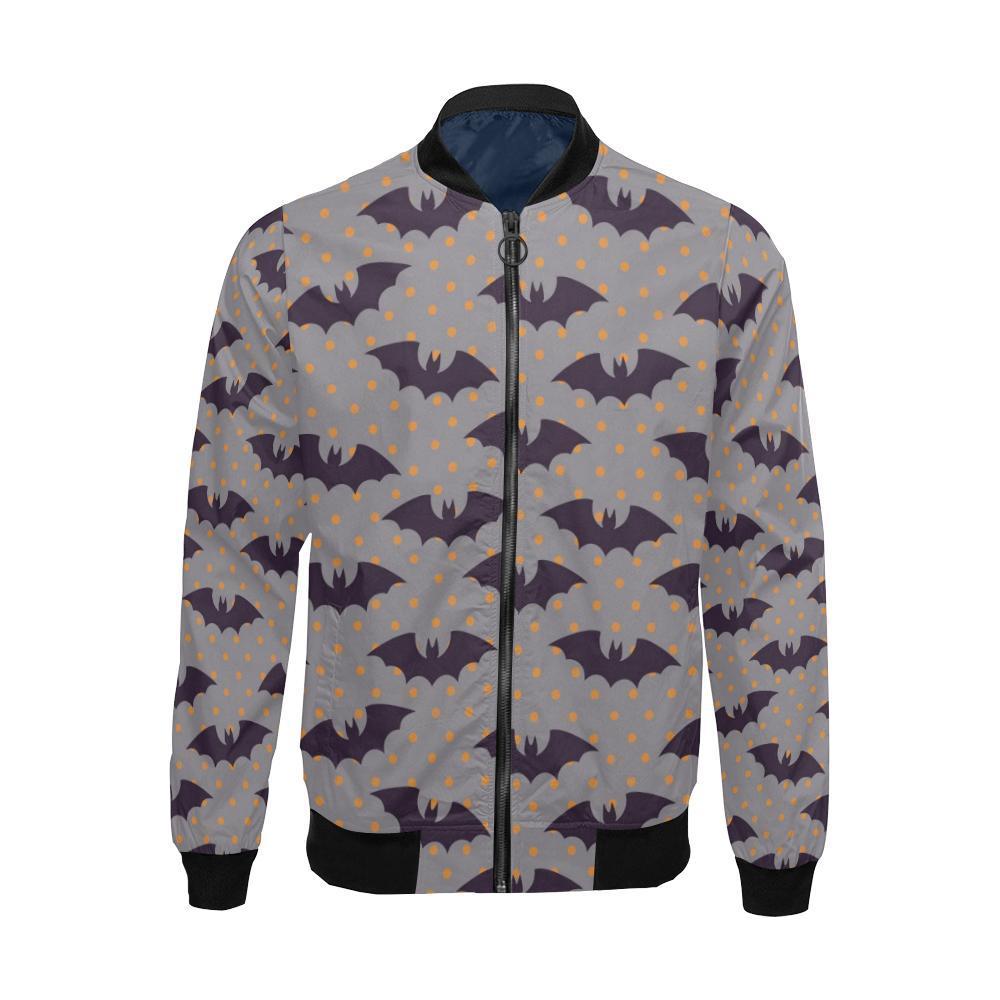 Polka Dot Halloween Bat Pattern Print Men's Bomber Jacket-grizzshop