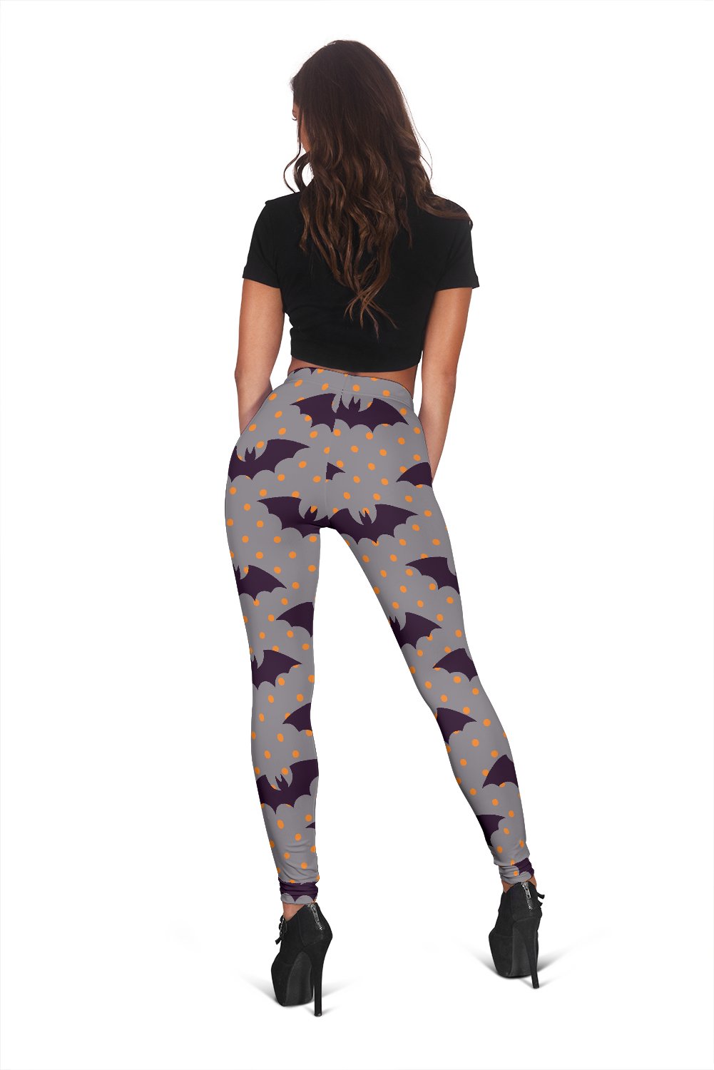 Polka Dot Halloween Bat Pattern Print Print Women Leggings-grizzshop