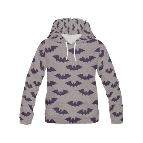 Polka Dot Halloween Bat Pattern Print Women Pullover Hoodie-grizzshop