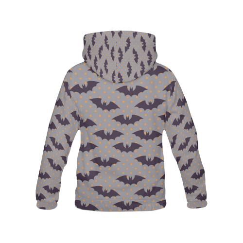 Polka Dot Halloween Bat Pattern Print Women Pullover Hoodie-grizzshop