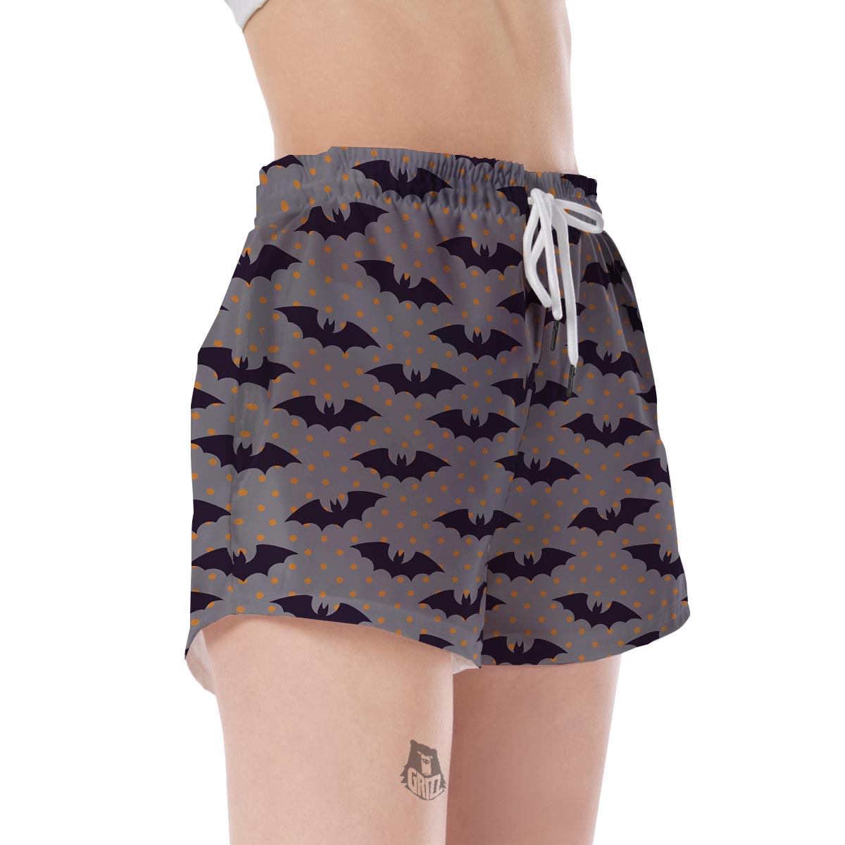 Polka Dot Halloween Bat Pattern Print Women's Shorts-grizzshop