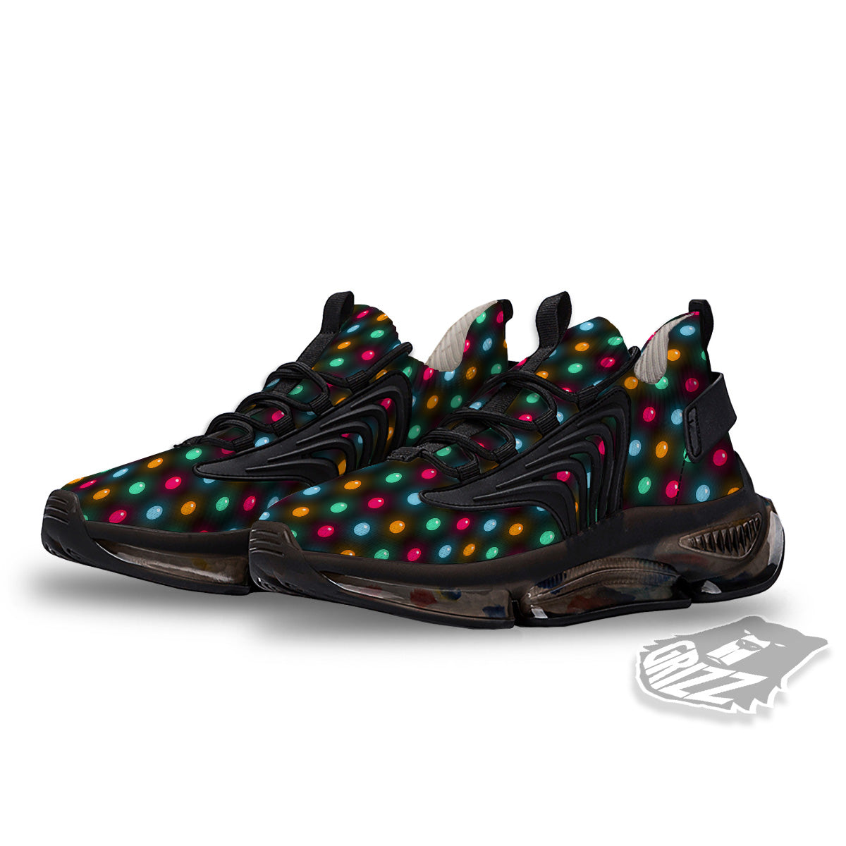 Polka Dot Light Print Black Gym Shoes-grizzshop