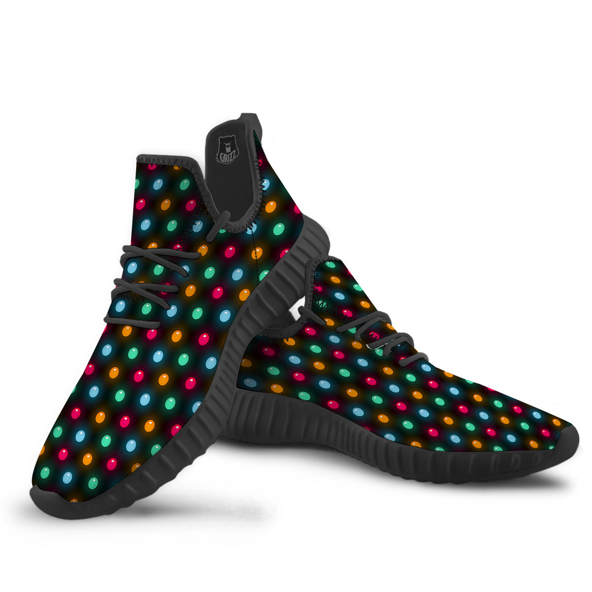 Polka Dot Light Print Black Walking Shoes-grizzshop