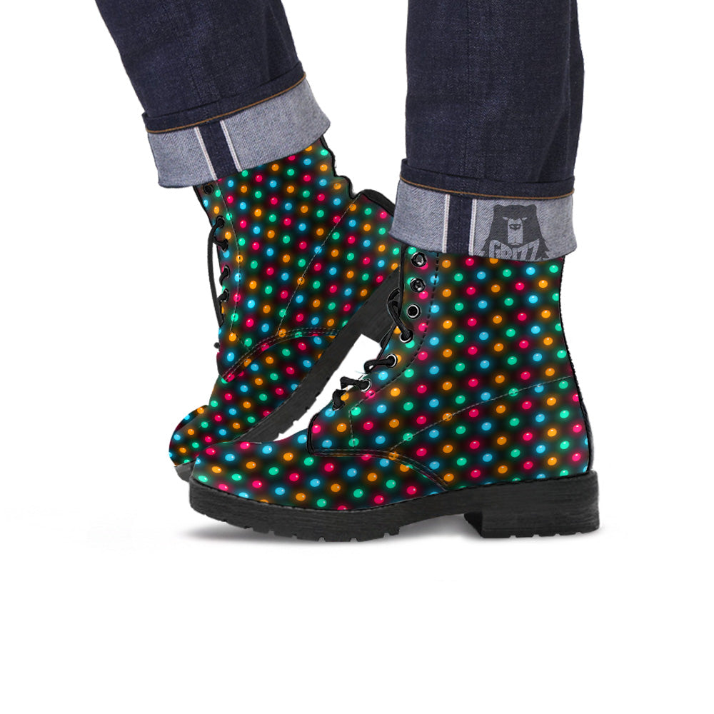 Polka Dot Light Print Leather Boots-grizzshop