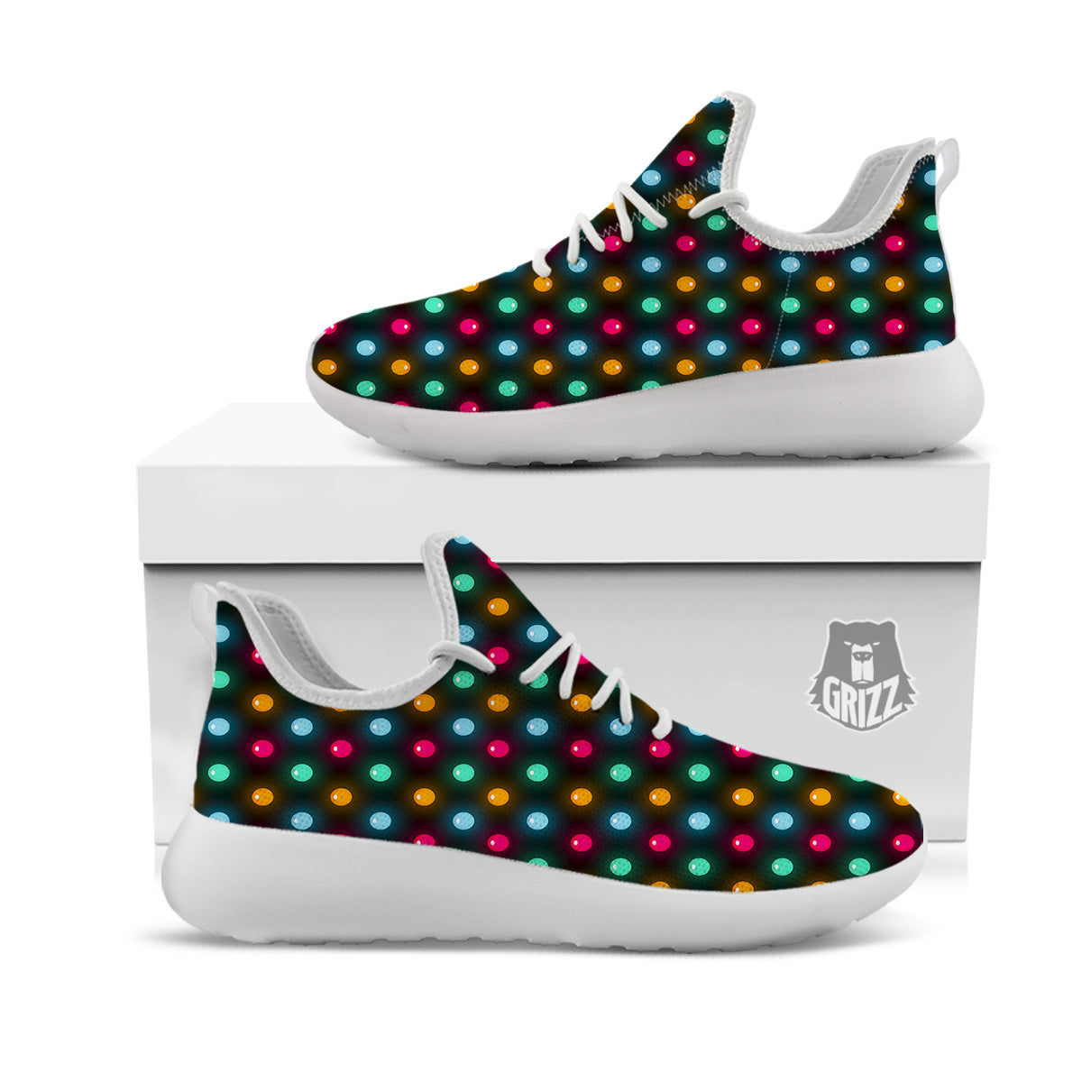 Polka Dot Light Print White Athletic Shoes-grizzshop