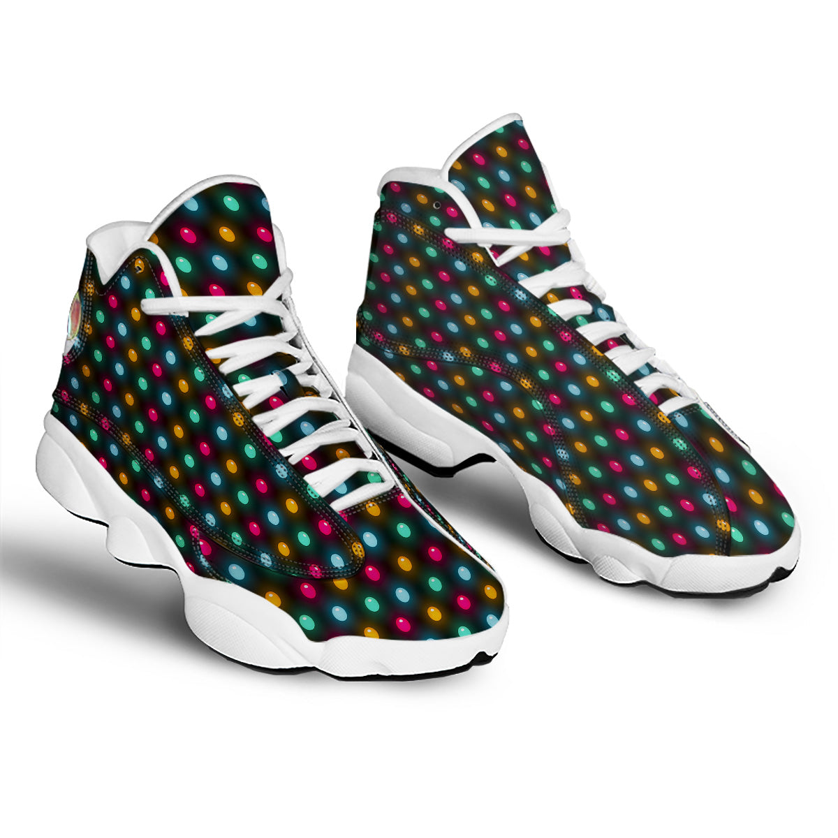 Polka Dot Light Print White Basketball Shoes-grizzshop