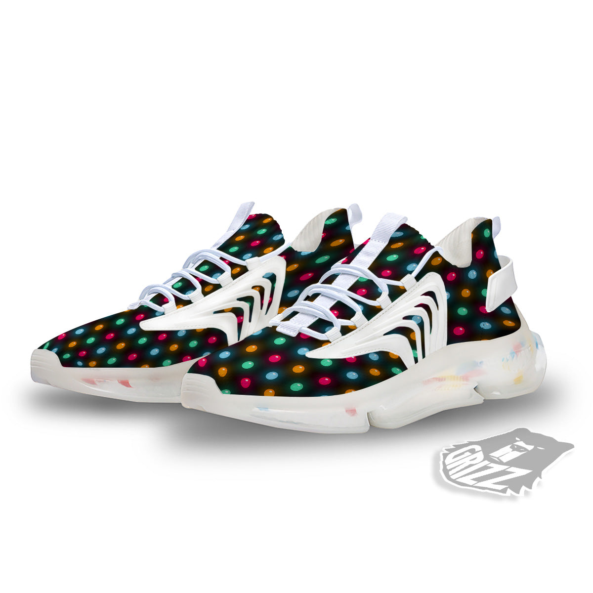 Polka Dot Light Print White Gym Shoes-grizzshop