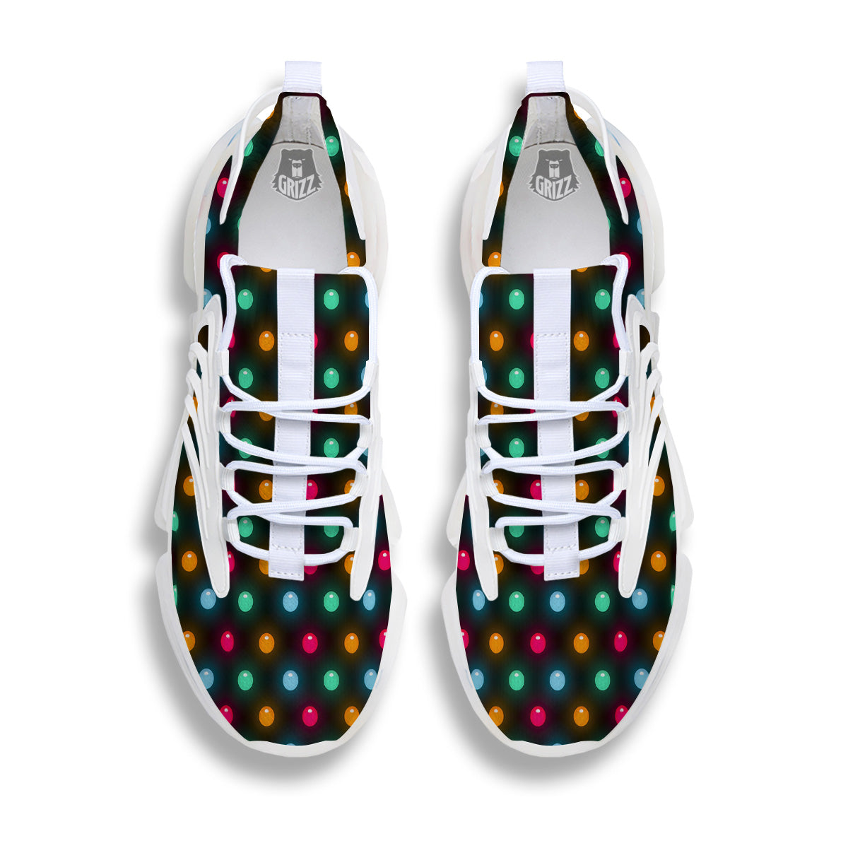 Polka Dot Light Print White Gym Shoes-grizzshop