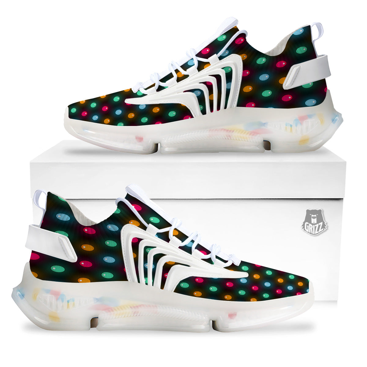 Polka Dot Light Print White Gym Shoes-grizzshop