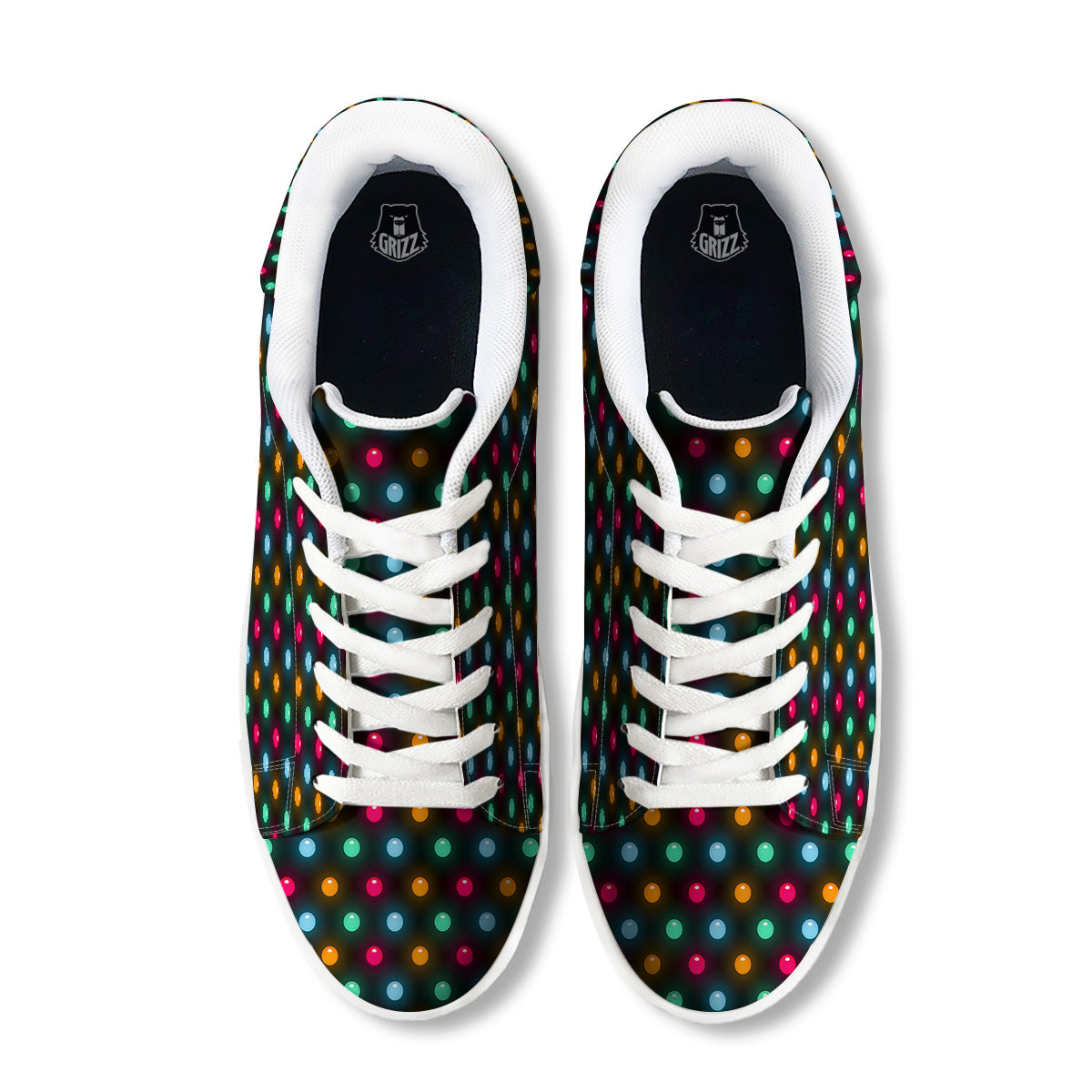 Polka Dot Light Print White Low Top Sneakers-grizzshop