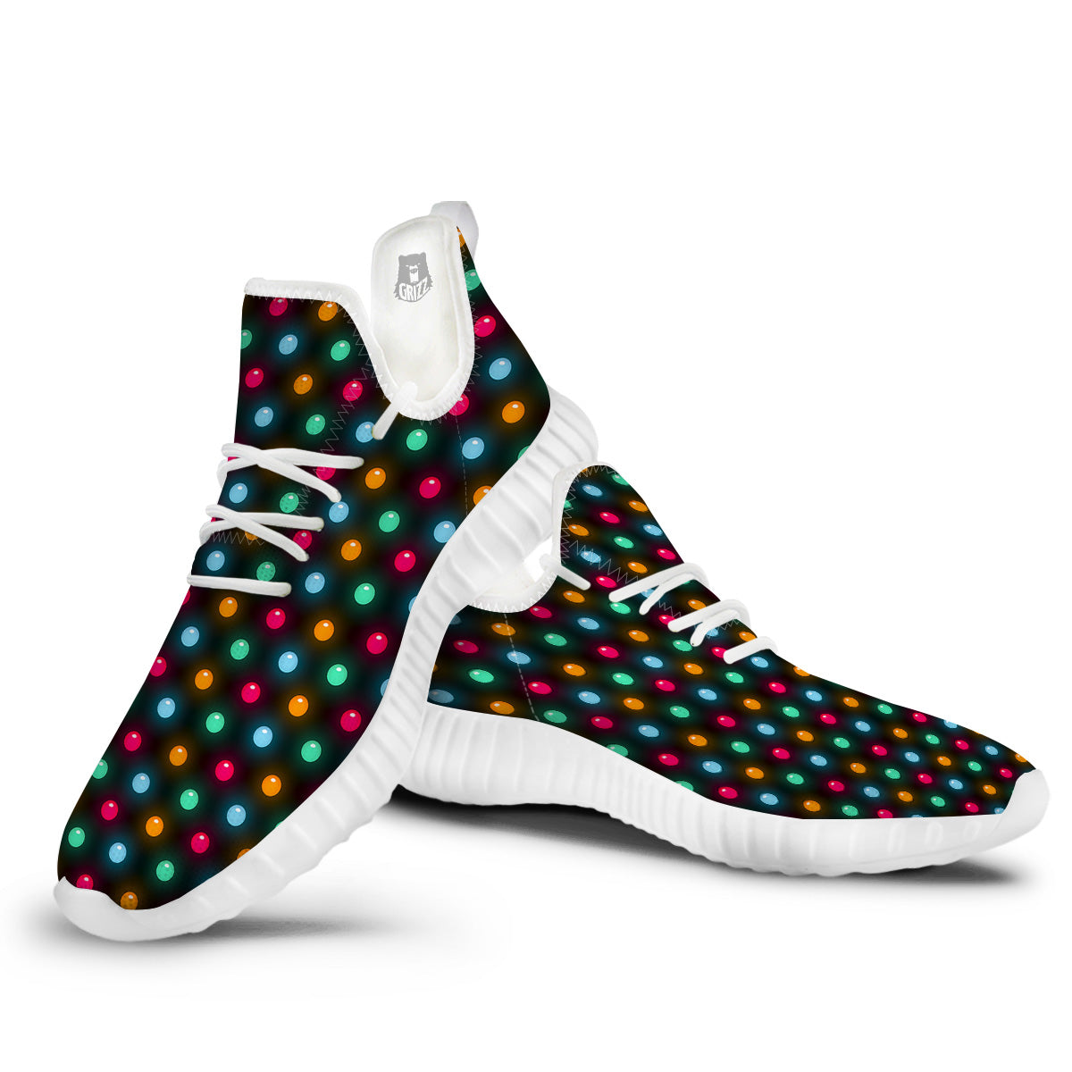 Polka Dot Light Print White Walking Shoes-grizzshop