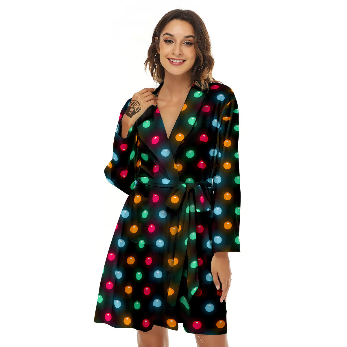 Polka Dot Light Print Women's Robe-grizzshop
