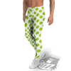 Polka Dot Lime Green And White Print Men's Leggings-grizzshop