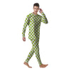 Polka Dot Lime Green And White Print Men's Pajamas-grizzshop