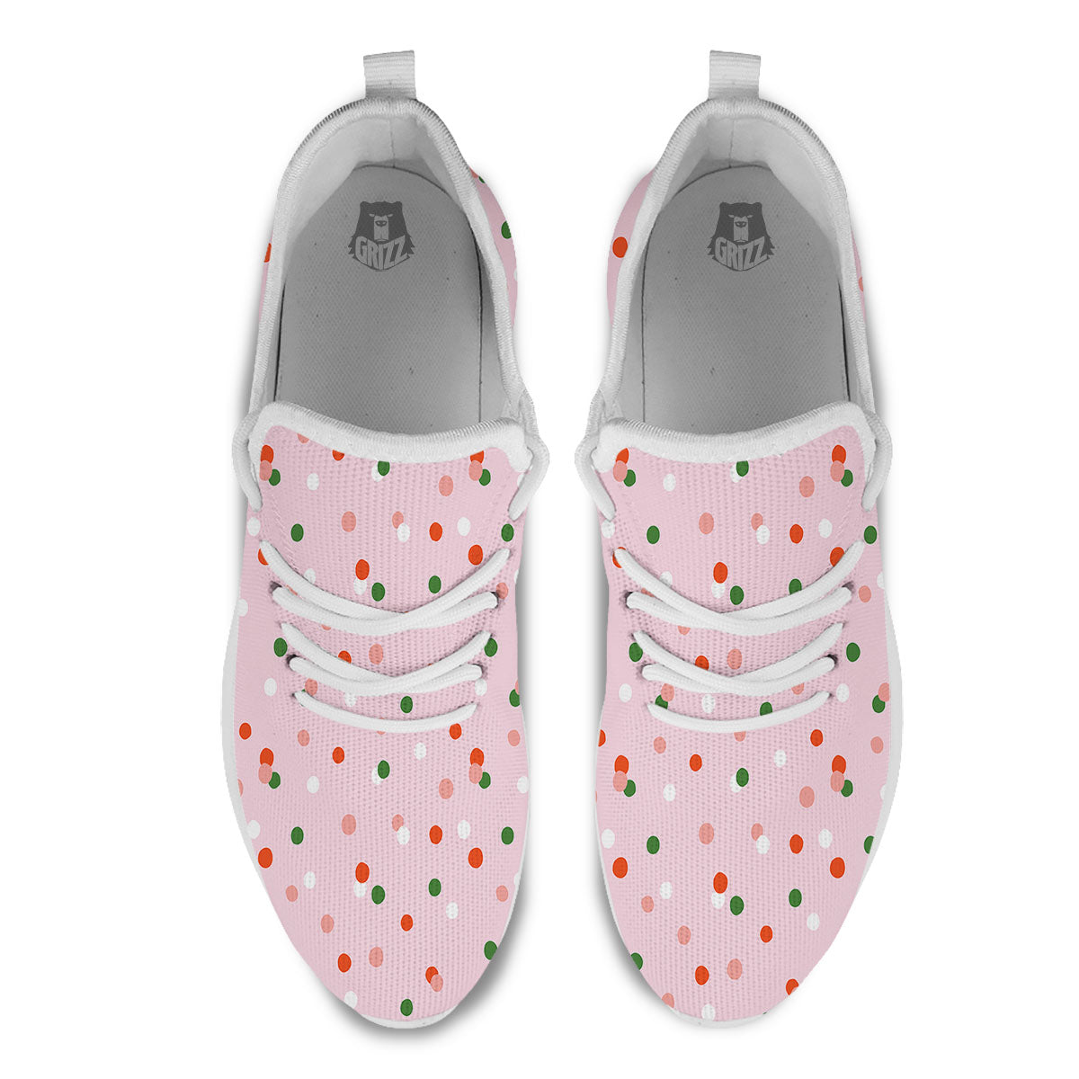 Polka Dot Merry Christmas Print Pattern White Athletic Shoes-grizzshop