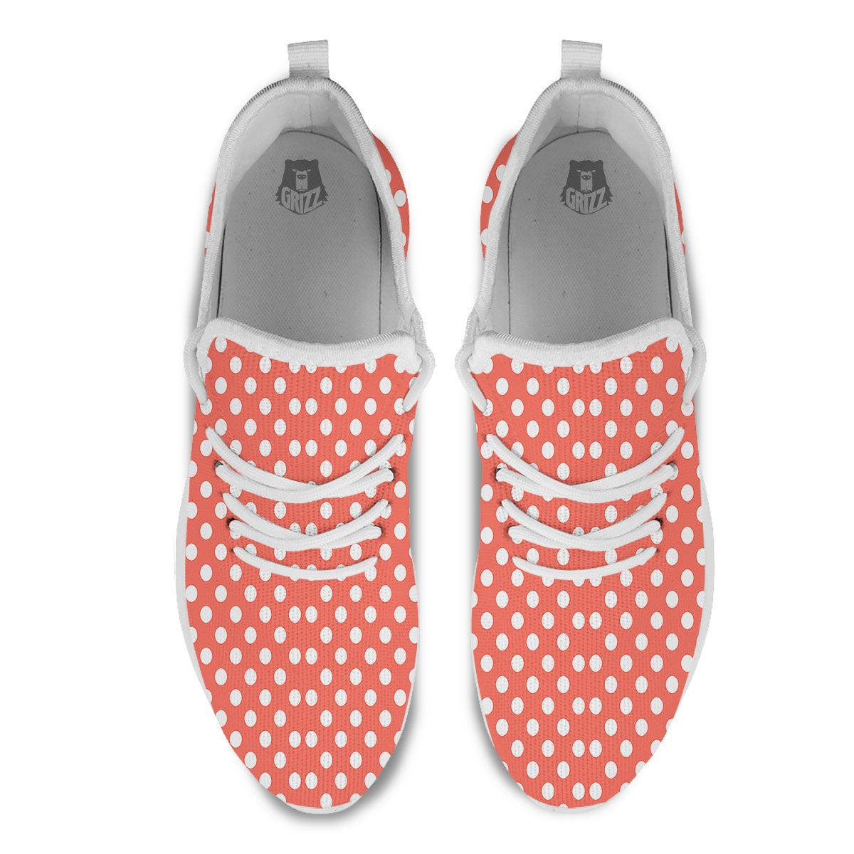 Polka Dot Pastel Red And White Print White Athletic Shoes-grizzshop