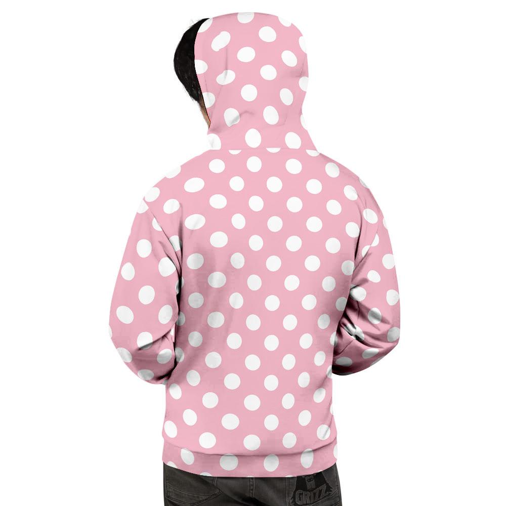 Polka Dot Pink And White Print Men's Hoodie-grizzshop