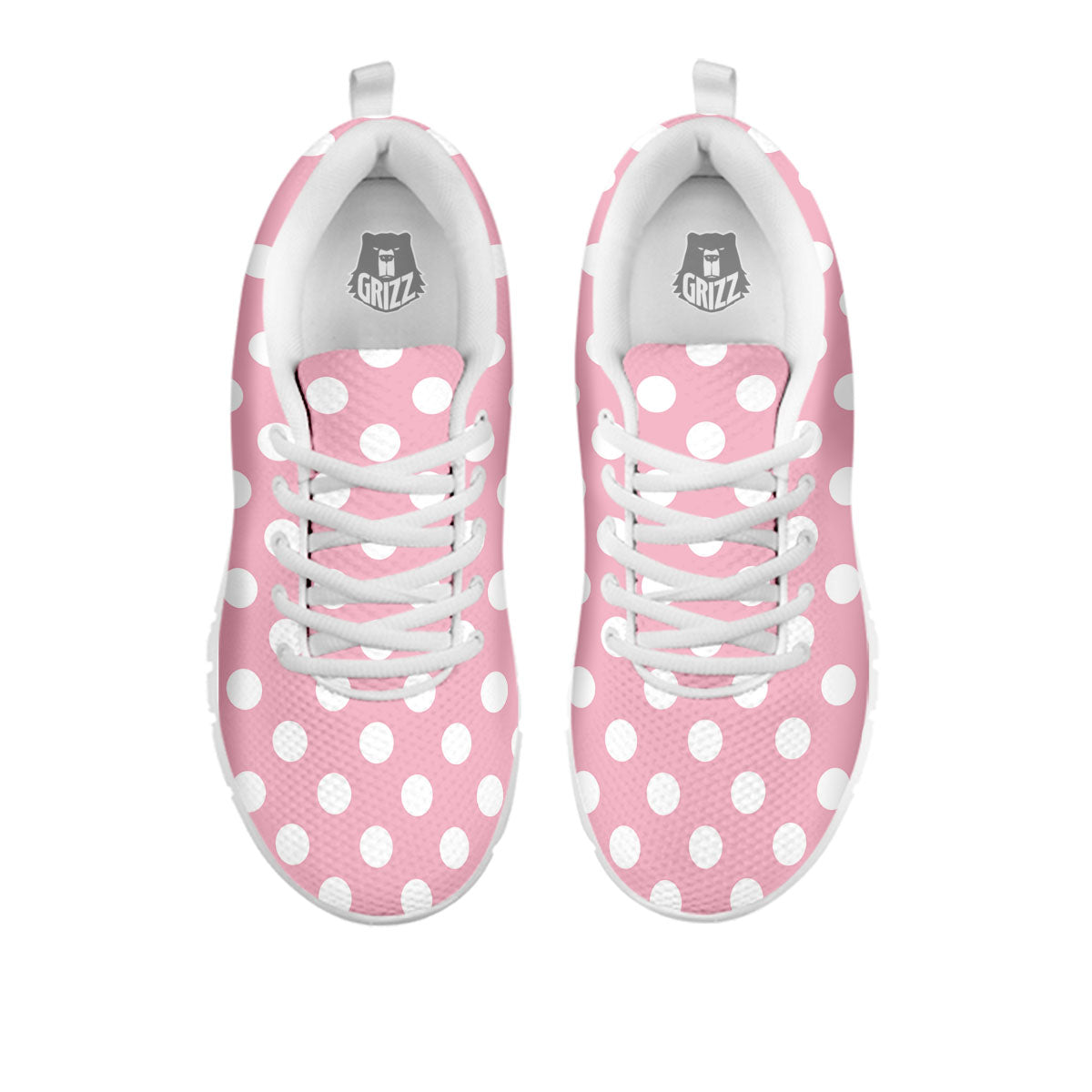 Polka Dot Pink And White Print White Sneaker-grizzshop