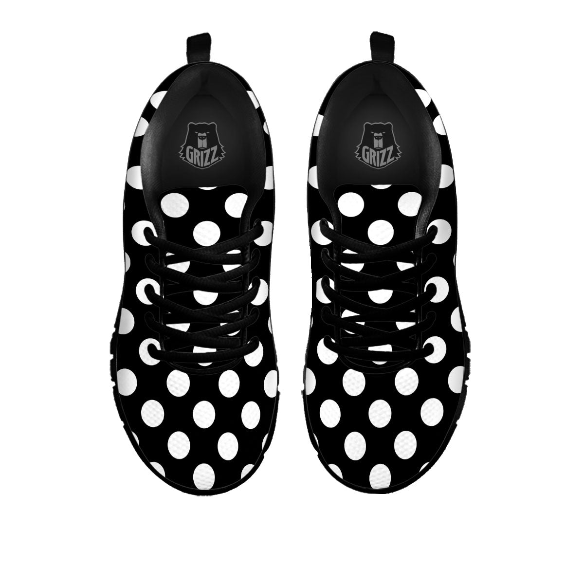 Polka Dot White And Black Print Pattern Black Sneaker-grizzshop