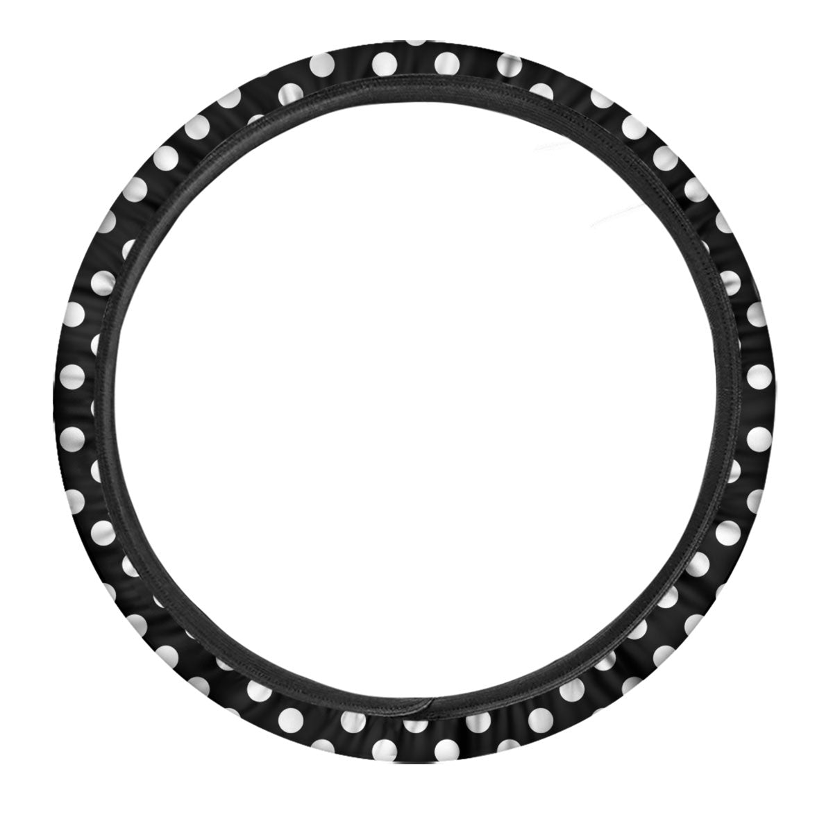 Polka Dot White And Black Style Print Pattern Car Steering Wheel Cover-grizzshop