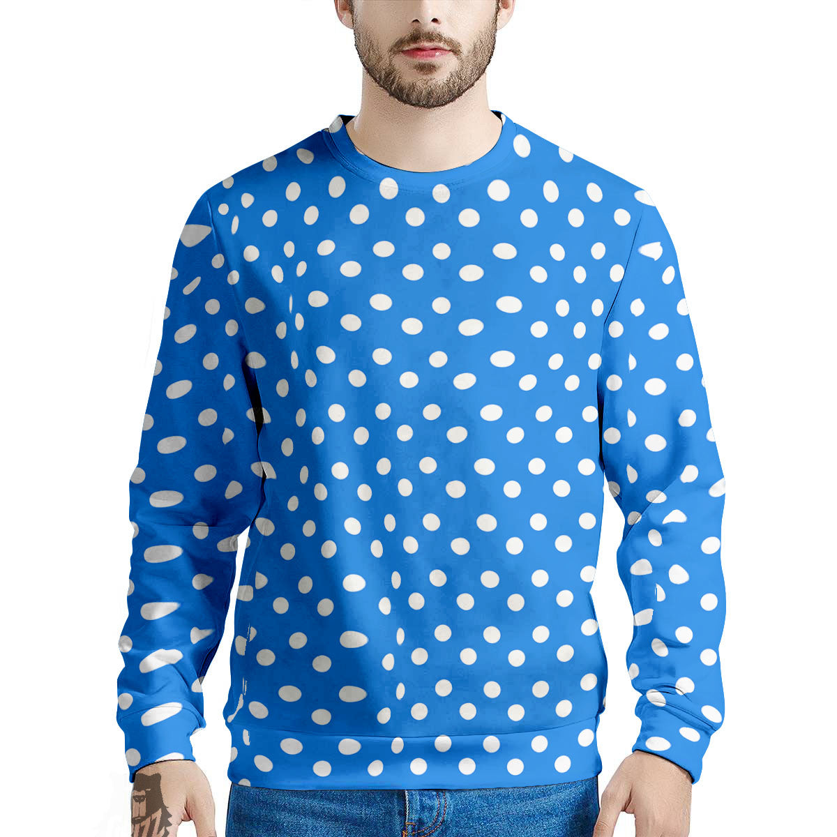 Polka Dot White And Blue Print Pattern Men s Sweatshirt