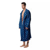 Polka Dot White And Navy Print Pattern Men's Robe-grizzshop