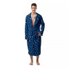 Polka Dot White And Navy Print Pattern Men's Robe-grizzshop