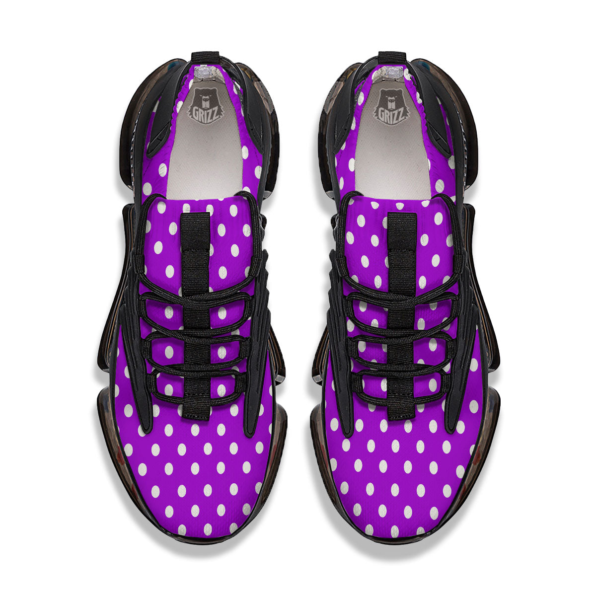 Polka Dot White And Purple Print Pattern Black Gym Shoes-grizzshop
