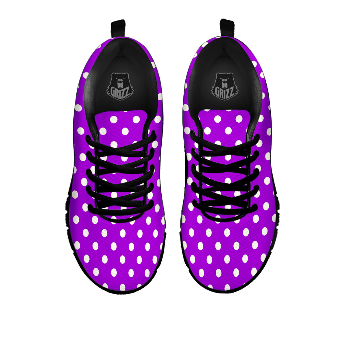 Polka Dot White And Purple Print Pattern Black Sneaker-grizzshop