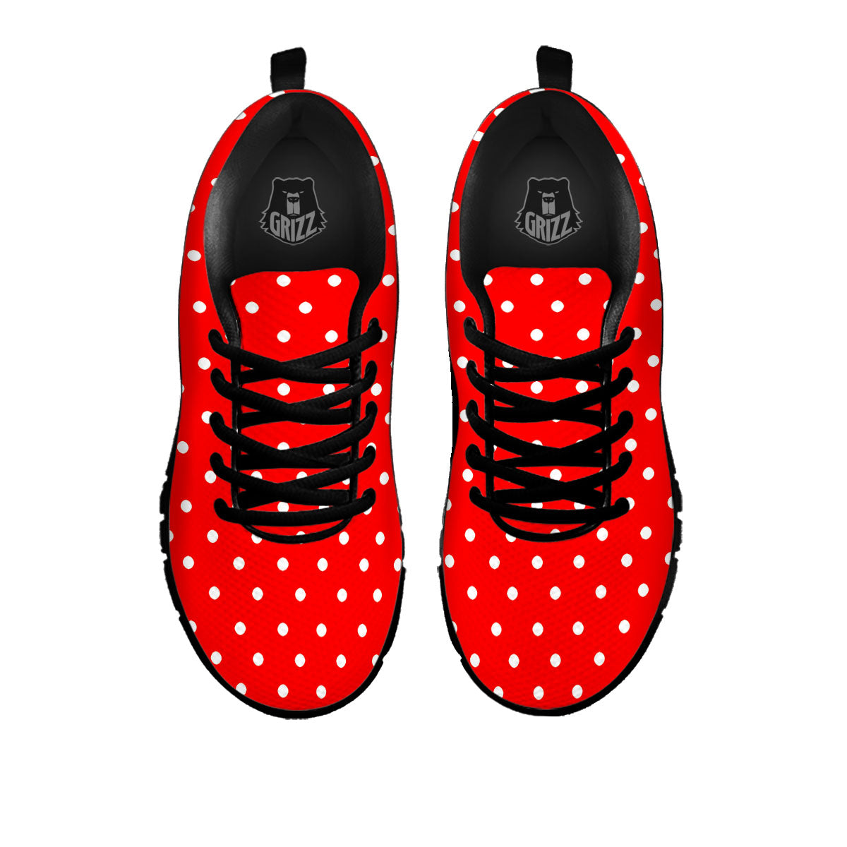 Polka Dot White And Red Print Black Sneaker-grizzshop