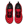 Polka Dot White And Red Print Pattern Black Sneaker-grizzshop