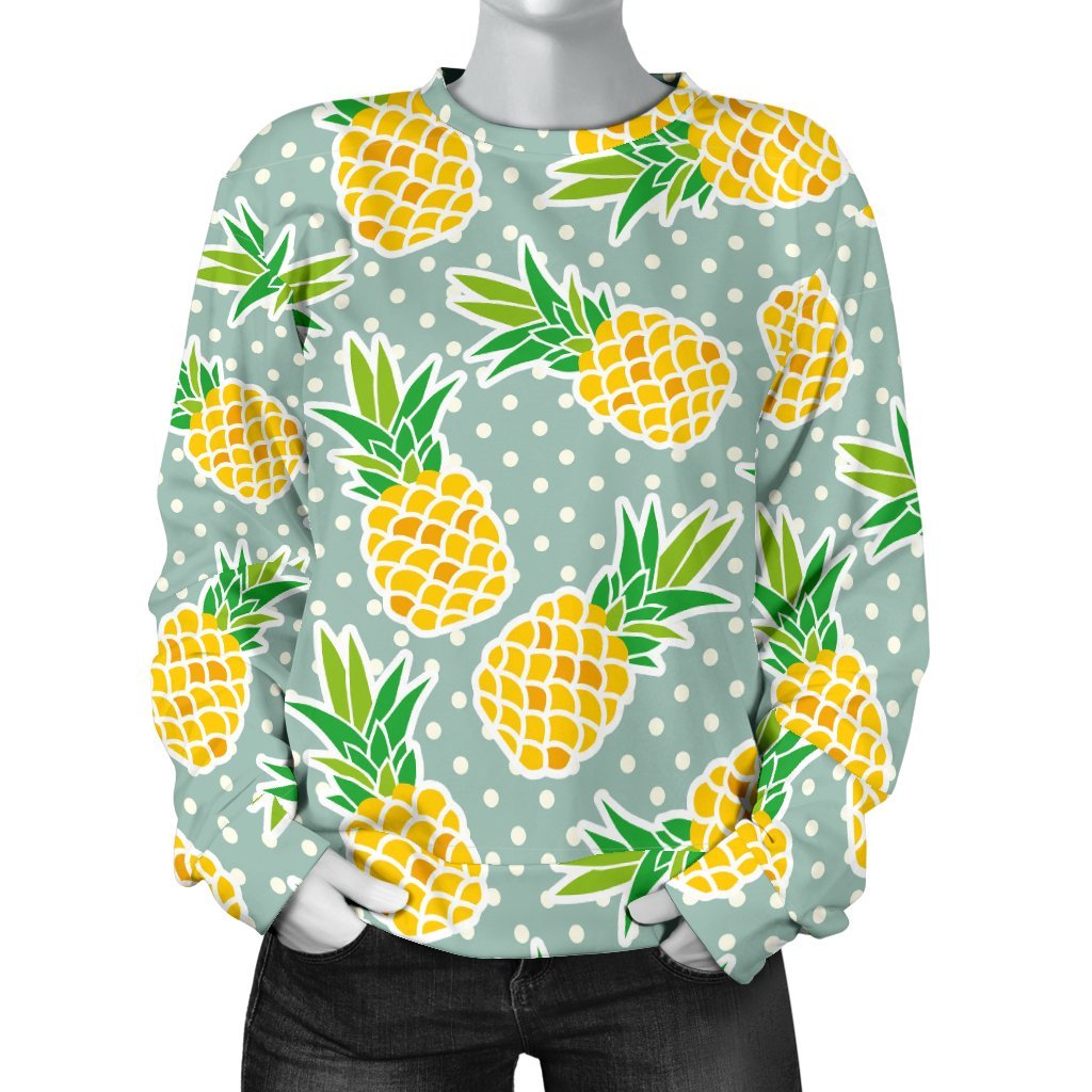 Polkadot Green Pineapple Print Sweatshirt-grizzshop