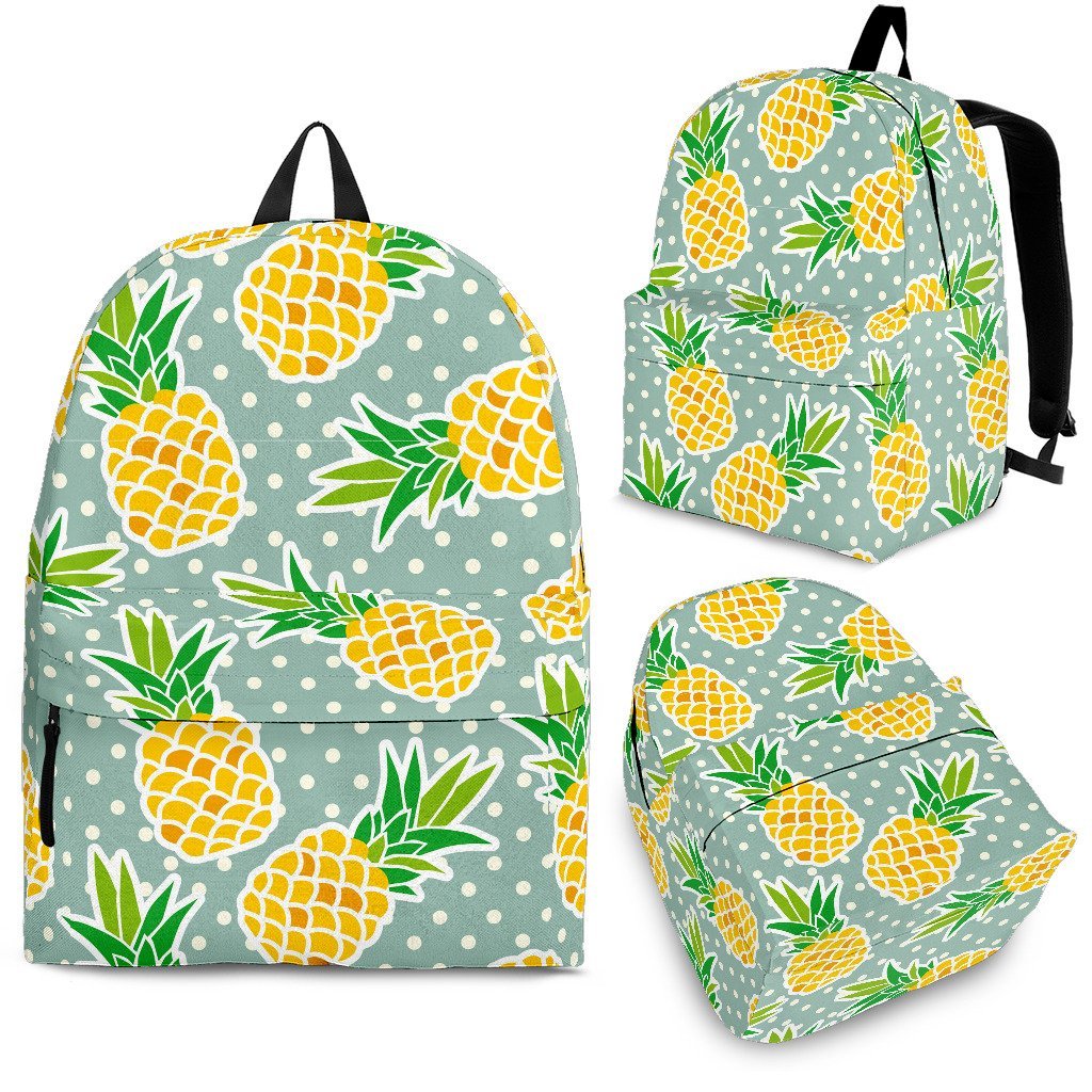 Polkadot Pineapple Green Pattern Backpack-grizzshop